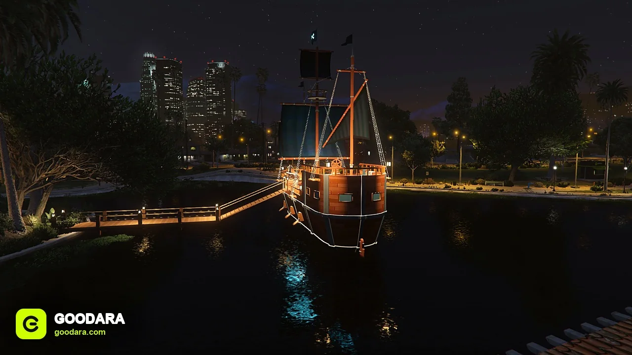 Mirror Park Lake Map – Pirate Ship, Fishing Pier & Grill Kiosks for FiveM – image 13