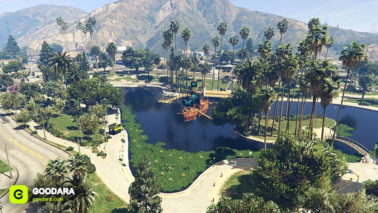 Mirror Park Lake Map – Pirate Ship, Fishing Pier & Grill Kiosks for FiveM – image 2
