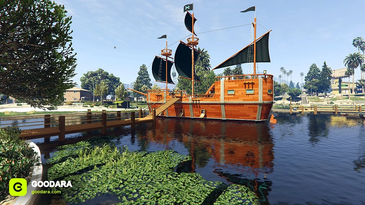 Mirror Park Lake Map – Pirate Ship, Fishing Pier & Grill Kiosks for FiveM – image 4