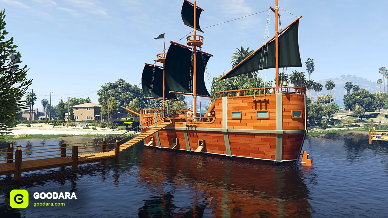 Mirror Park Lake Map – Pirate Ship, Fishing Pier & Grill Kiosks for FiveM